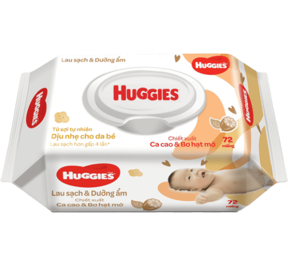 Khăn ướt cao cấp Huggies bơ hạt mỡ 72 Miếng