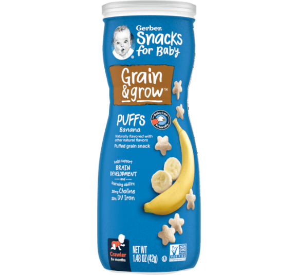 Thực phẩm bổ sung Bánh ăn dặm Gerber Puffs vị chuối