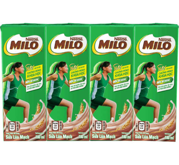 Thức uống lúa mạch uống liền Nestle Milo 180ml - Lốc 4 hộp