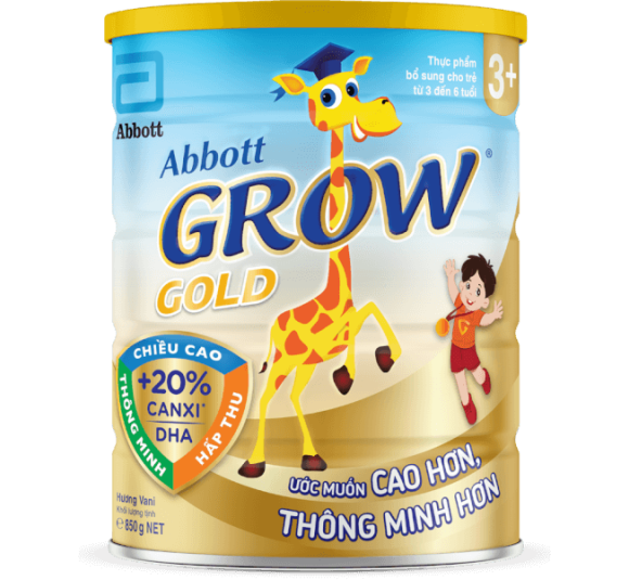 Sữa Abbott Grow 3+ 850g (3-6 tuổi) (tên cũ: Abbott Grow Gold 3+, giao bao bì ngẫu nhiên)