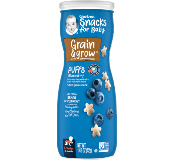 Thực phẩm bổ sung Bánh ăn dặm Gerber Puffs vị việt quất