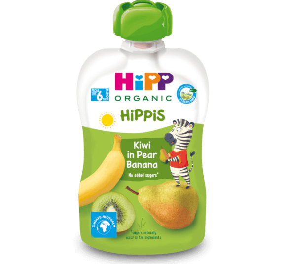 Dinh dưỡng 100% trái cây nghiền hữu cơ HiPPiS Organic (Kiwi, Lê, Chuối)