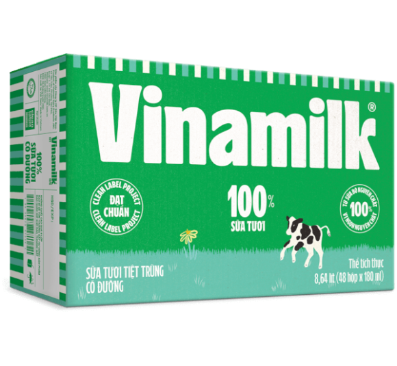 Thùng Sữa tươi tiệt trùng có đường Vinamilk 180ml - 12 lốc