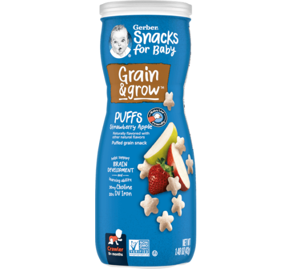 Thực phẩm bổ sung Bánh ăn dặm Gerber Puffs vị dâu táo