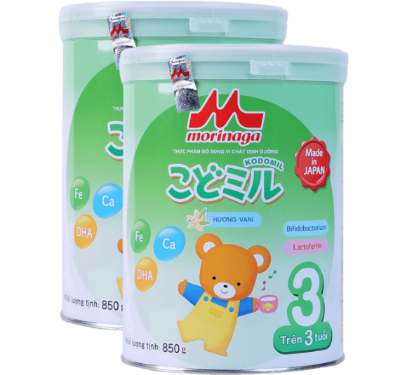 Combo 2 lon Sữa Morinaga số 3 850g hương vani (Kodomil, trên 3 tuổi)