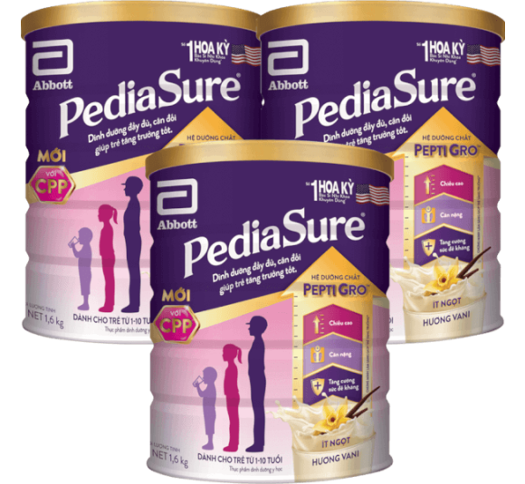 Combo 3 Thực phẩm dinh dưỡng y học cho trẻ 1-10 tuổi: Pediasure vani 1.6kg