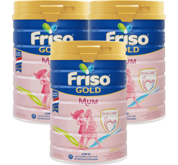 Combo 3 lon Sữa bầu Friso Mum Gold 900g hương cam