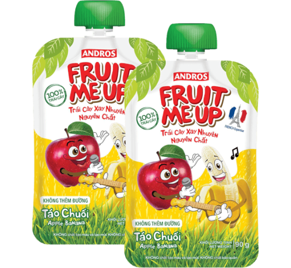 Combo 2 Trái Cây Xay Nhuyễn Nguyên Chất Fruit Me Up Táo Chuối