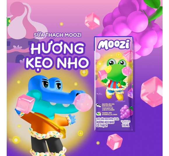 Sữa thạch Moozi 170ml Vị Kẹo Nho (3y+)  x Lốc 4 