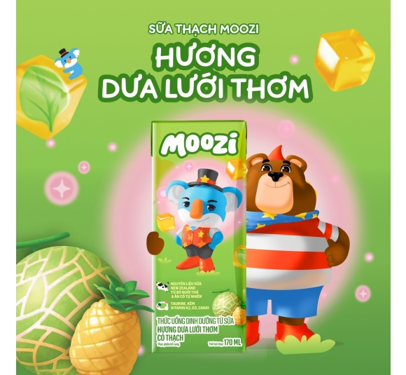 Sữa thạch Moozi 170ml Vị  Dưa Lưới (3y+) x Lốc 4