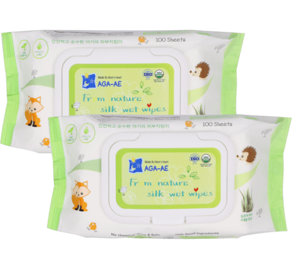 Combo 2 Khăn ướt chiết xuất tự nhiên Aga-ae, 100 tờ
