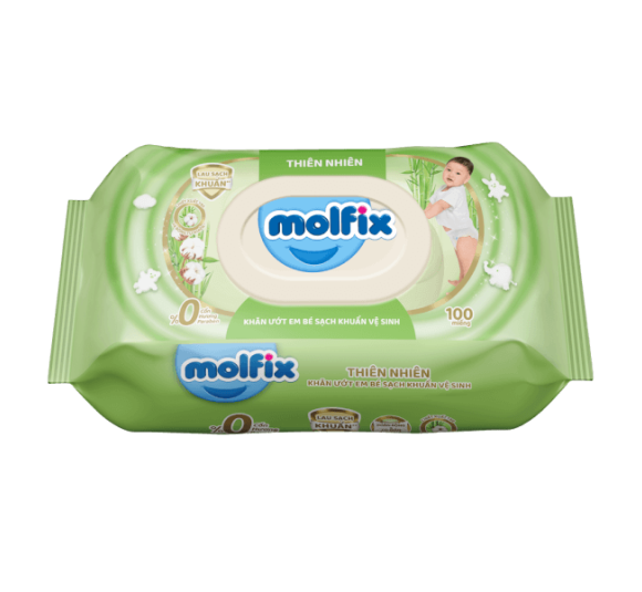Khăn ướt em bé sạch khuẩn vệ sinh Molfix 100 miếng (Giao bao bì ngẫu nhiên)