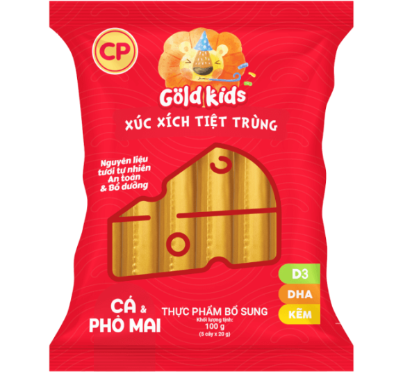 Xúc Xích Tiệt Trùng Goldkids Cá & Phô Mai