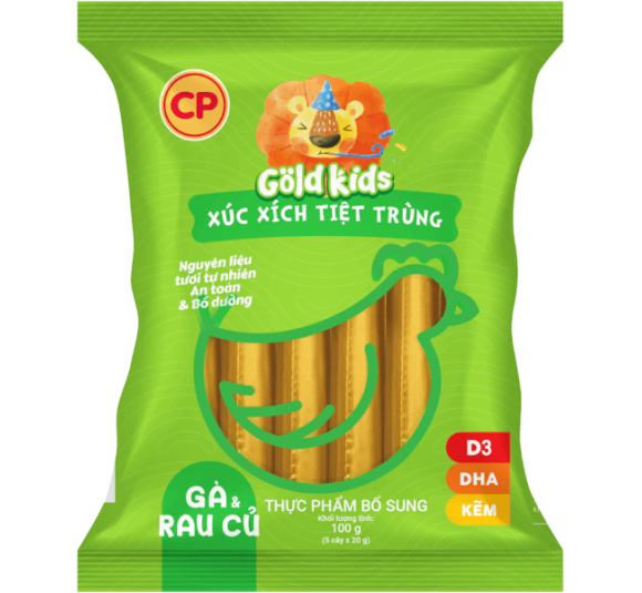 Xúc Xích Tiệt Trùng Goldkids Gà & Rau Củ