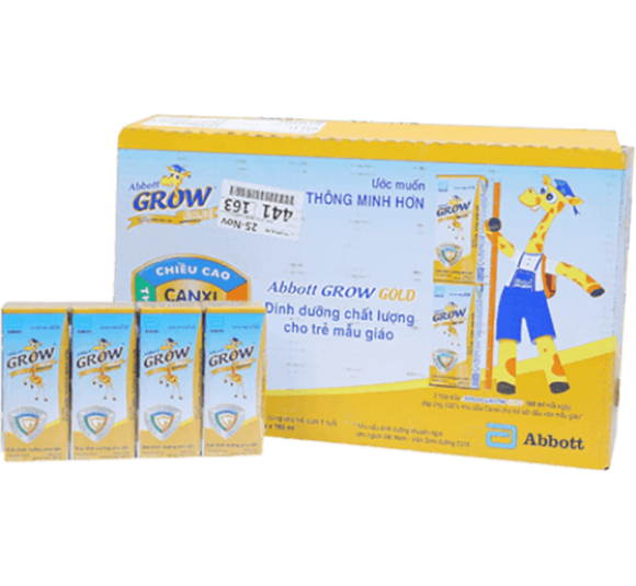 Thùng sữa Abbott Grow Gold hương vani 110ml (Lốc 4 hộp)