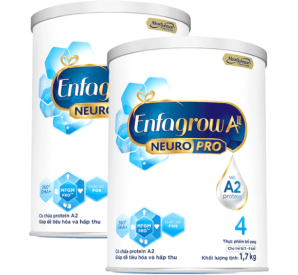 Combo 2 Sữa Enfagrow A2 Neuro Pro số 4 1.7 kg (3 - 6 tuổi)