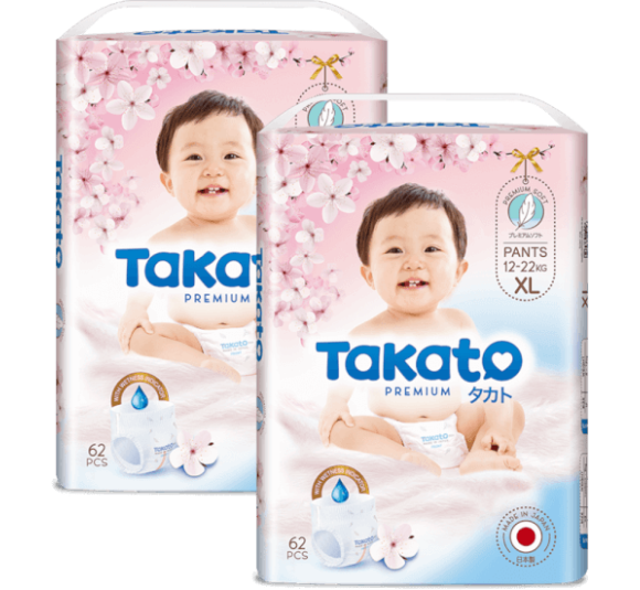 Combo 2 Tã quần Nhật Bản Takato siêu mềm mại (XL, 62 miếng)