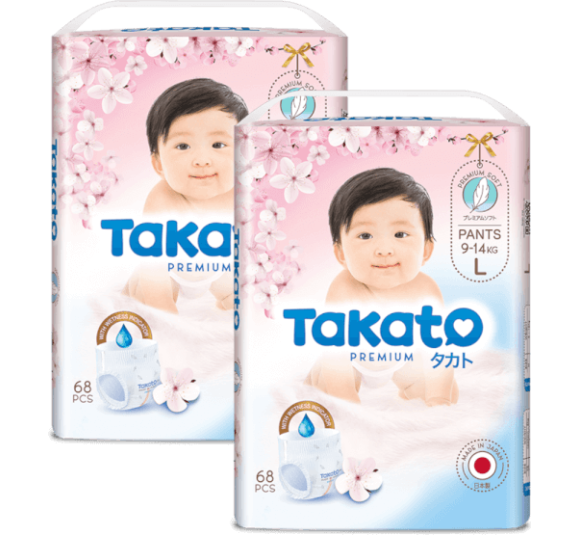 Combo 2 Tã quần Nhật Bản Takato siêu mềm mại (L, 68 miếng)