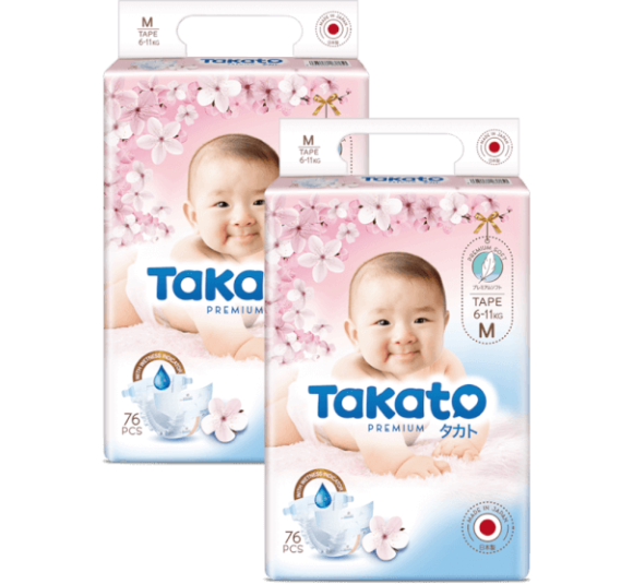 Combo 2 Tã dán Nhật Bản Takato siêu mềm mại (M, 76 miếng)