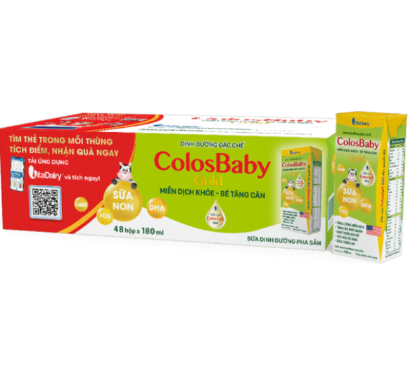 Thùng Sữa bột pha sẵn Colosbaby 180ml (lốc 4 hộp) - 12 lốc
