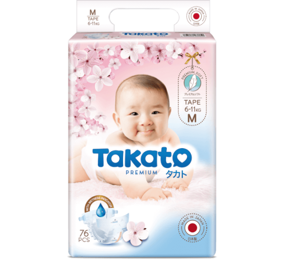 Tã dán Nhật Bản Takato siêu mềm mại (M, 76 miếng)