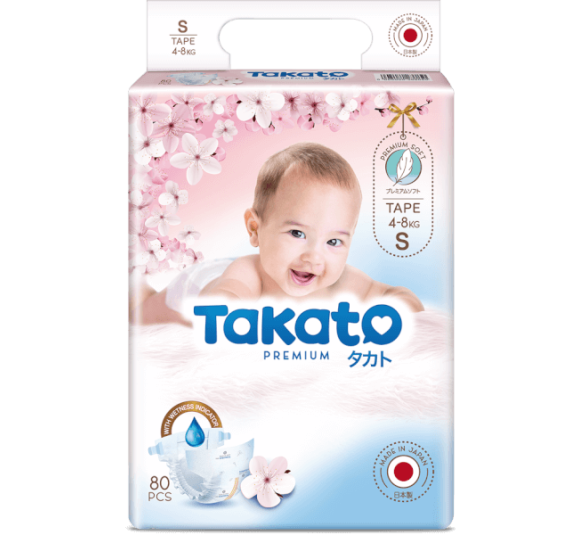 Tã dán Nhật Bản Takato siêu mềm mại (S, 80 miếng)
