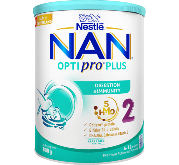 Sữa Nan Optipro PLUS 2 800g, với 5HMO, sản xuất tại Thụy Sỹ (6-12 tháng) (Giao bao bì ngẫu nhiên)