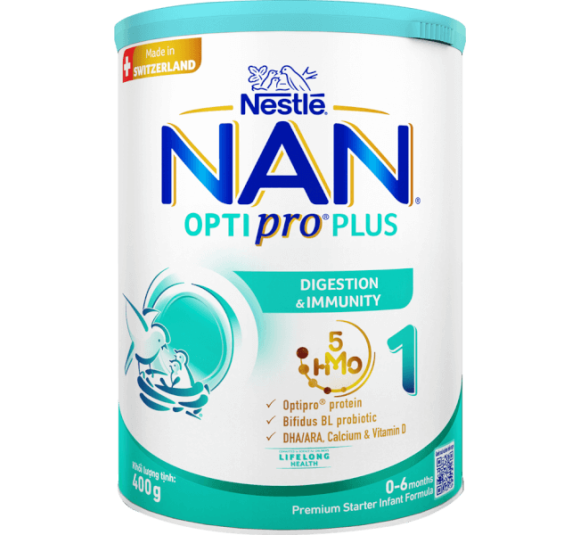 Sữa Nan Optipro PLUS 1 400g, với 5HMO, sản xuất tại Thụy Sỹ (0-6 tháng) (Giao bao bì ngẫu nhiên)