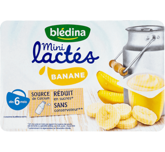 Combo 2 Sữa chua Bledina Mini Lactes vị chuối, 330g (6 hũ x 55g)