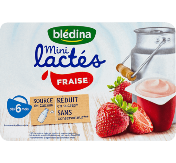 Combo 2 Sữa chua Bledina Mini Lactes vị dâu, 330g (6 hũ x 55g)