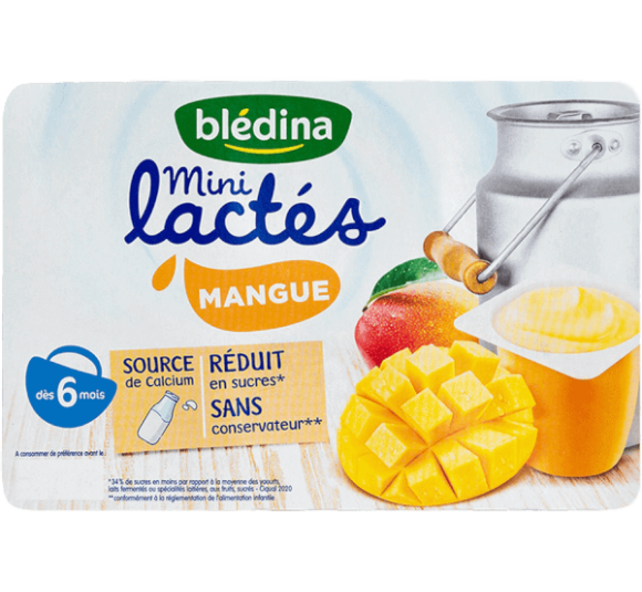 Combo 2 Sữa chua Bledina Mini Lactes vị xoài, 330g (6 hũ x 55g)