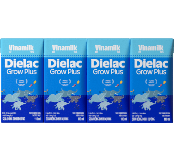Sữa uống dinh dưỡng Dielac Grow Plus 110ml (Sữa Non) - Lốc 4 hộp (Giao bao bì ngẫu nhiên)