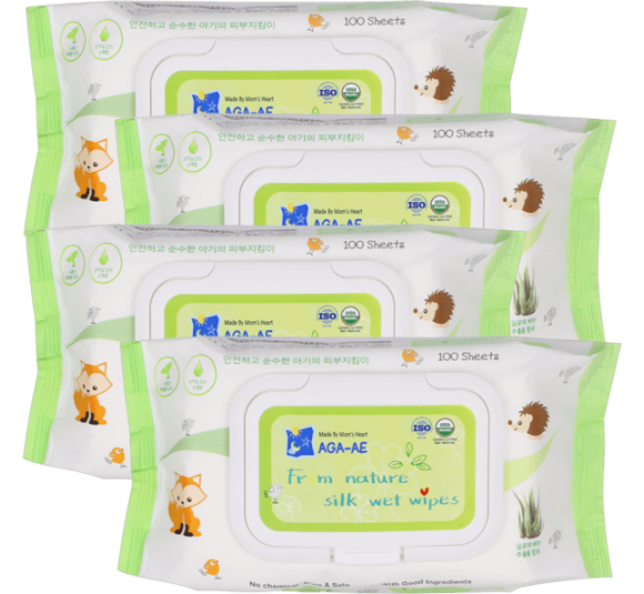 Combo 4 Khăn ướt chiết xuất tự nhiên Aga-ae, 100 tờ