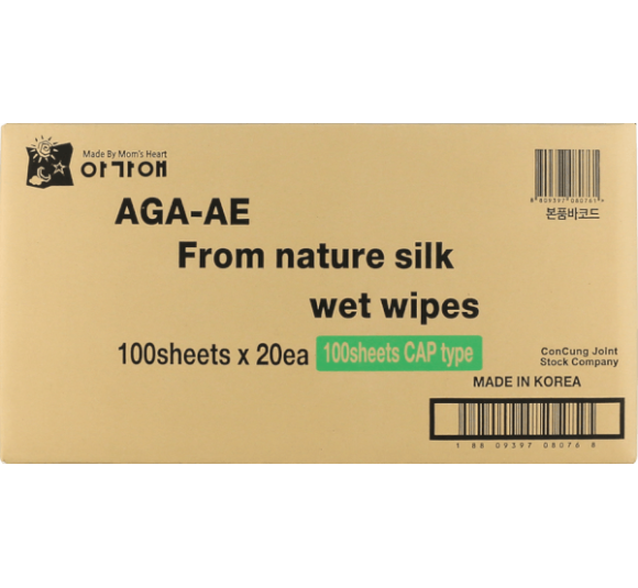 Thùng 20 gói Khăn ướt chiết xuất tự nhiên Aga-ae, 100 tờ