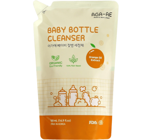 Nước rửa bình sữa AGA-AE hương cam - Túi 500ml (Giao bao bì ngẫu nhiên)