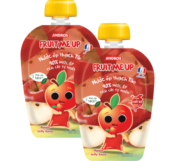 Combo 2 FRUIT ME UP NƯỚC ÉP THẠCH TÁO TÚI 90G/ FRUIT ME UP APPLE JELLY JUICE 90G