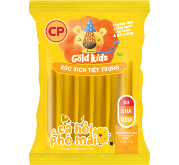 Xúc Xích Tiệt Trùng Goldkids Cá hồi & Phô Mai