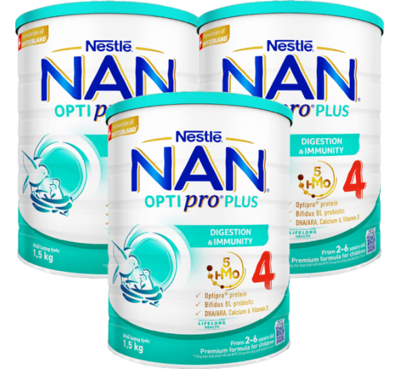 Combo 3 Sữa Nan Optipro PLUS 4 1.5kg, với 5HMO, Công thức từ Thụy Sĩ (2-6 tuổi)