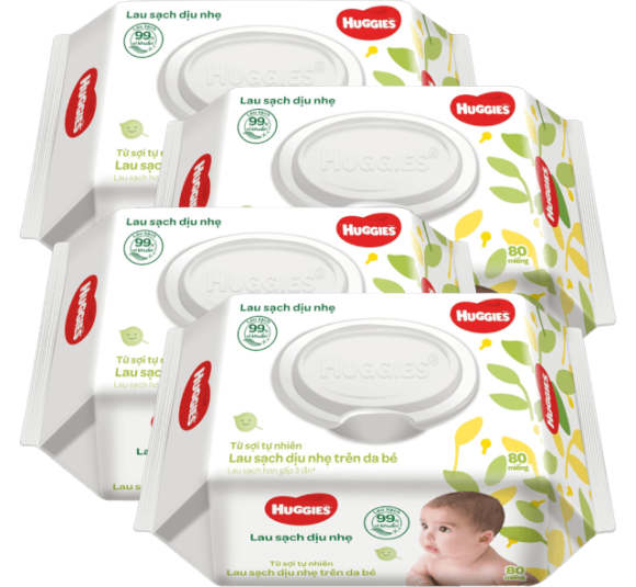 Combo 4 Khăn ướt Huggies 80 miếng