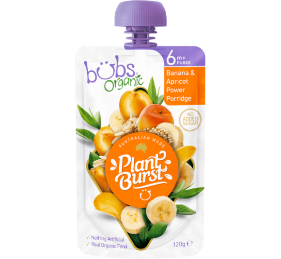 Trái Cây Nghiền Bubs Organic Ngũ Cốc, Chuối & Mơ