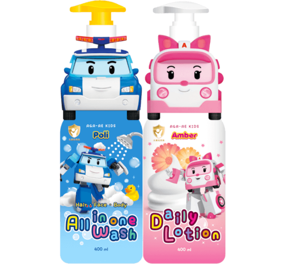 Combo 1 Lotion dưỡng da cho bé Aga-ae 400 ml (hồng) và 1 Tắm gội toàn thân cho bé Aga-ae 400ml (xanh)