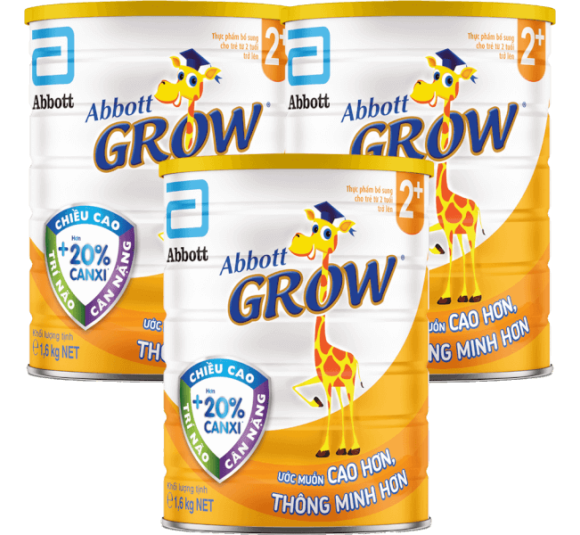 Combo 3 Sữa Abbott Grow 2+ 1,6kg (trên 2 tuổi) hương Vani