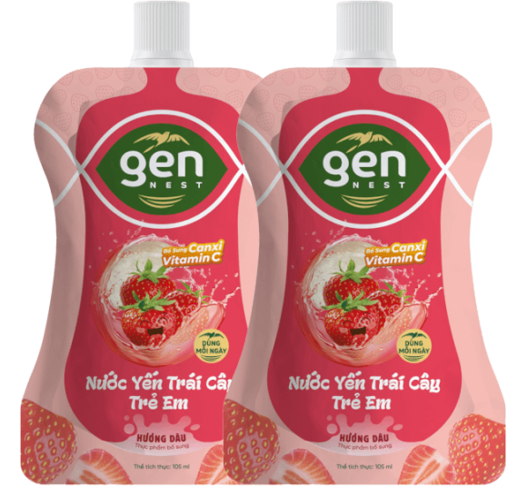 Combo 2 TUI NUOC YEN GENNEST 105ML 5% Trẻ em Hương Dâu