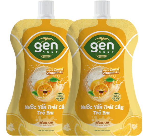 Combo 2 TUI NUOC YEN GENNEST 105ML 5% Trẻ em Hương Cam
