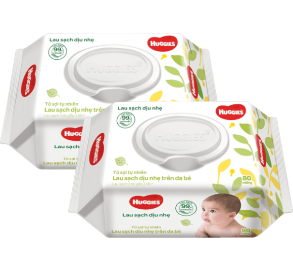 Combo 2 Khăn ướt Huggies 80 miếng