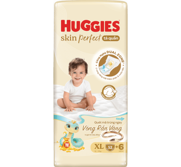 Tã quần Huggies SkinPerfect Pants (XL, 12-17kg, 52+6 miếng) (giao bao bì ngẫu nhiên)