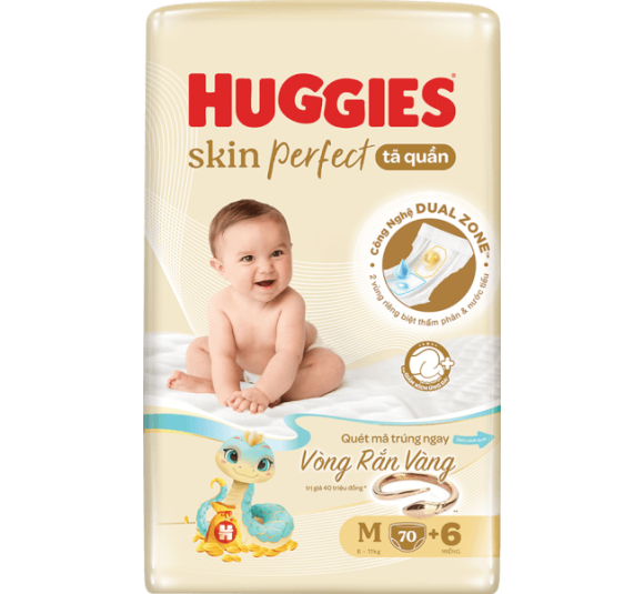 Tã quần Huggies SkinPerfect Pants (M, 6-11kg, 70+6 miếng) (giao bao bì ngẫu nhiên)