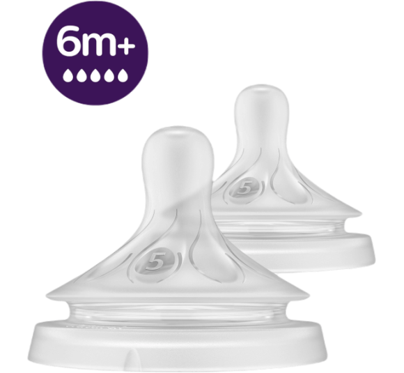 Vĩ 2 núm ty silicone Philips Avent mô phỏng tự nhiên mẫu mới (SCY965/02, 6M+)