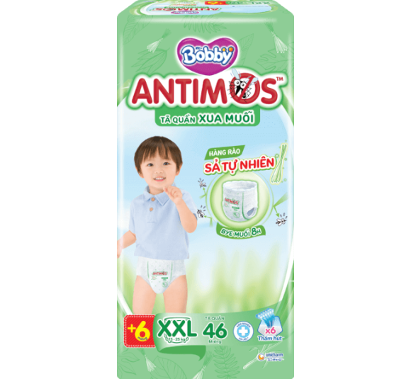 Tã quần Bobby Antimos Xua Muỗi (size XXL, 46+6 miếng)