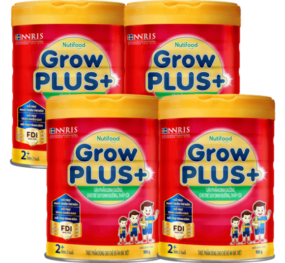 Combo 4 Sữa GrowPlus+ Đỏ 2+ tuổi, 900g